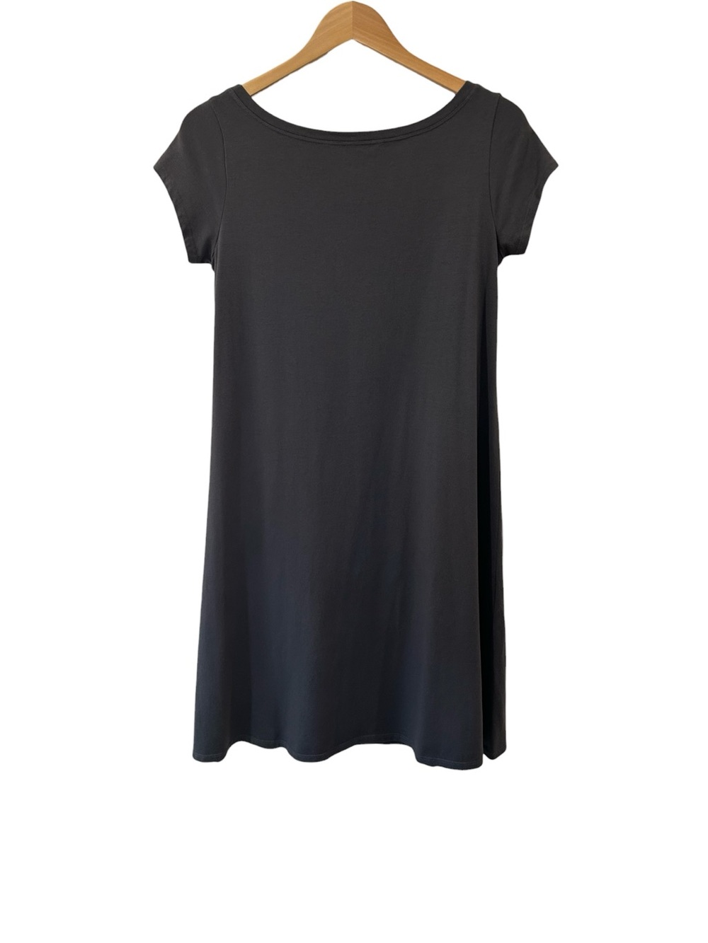 Eileen Fisher Organic Cotton Jersey knit Dress PM petite medium grey minimalist - Picture 2 of 6
